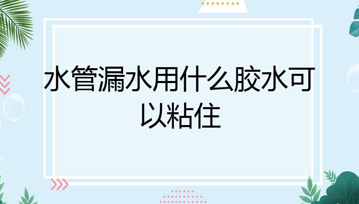 天博水管漏水用什么胶水可以粘住？(图1)